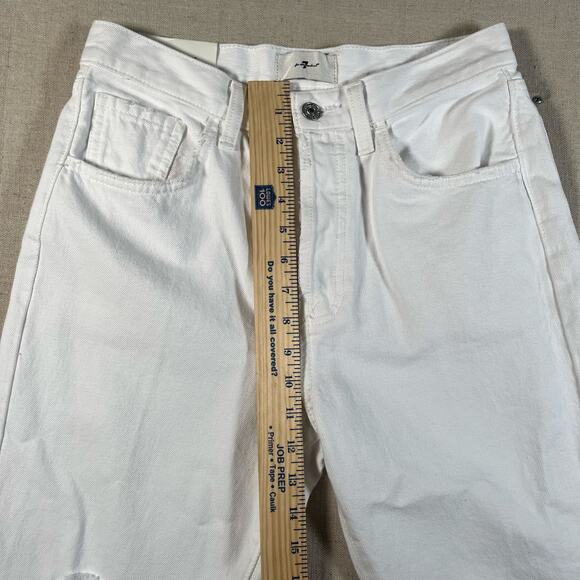 7 For All Mankind Easy Boy Bootcut Womens Size 26 New With Tags White Distressed - Picture 7 of 8